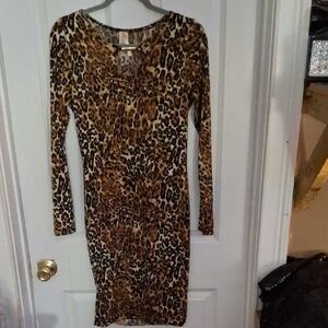 Indigo Animal Print Long Sleeve Dress
